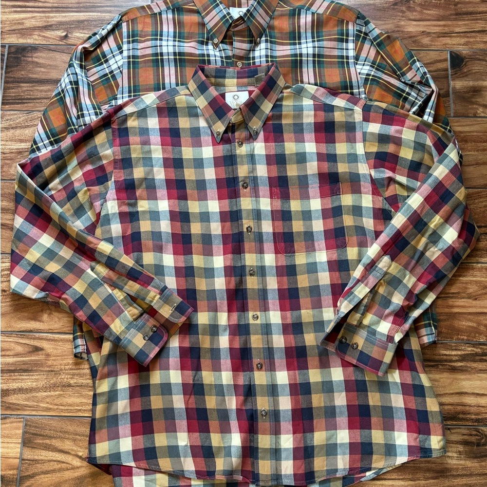 Lot of 2‎ Viyella Classic Plaid Button Down Shirts for Men size XL